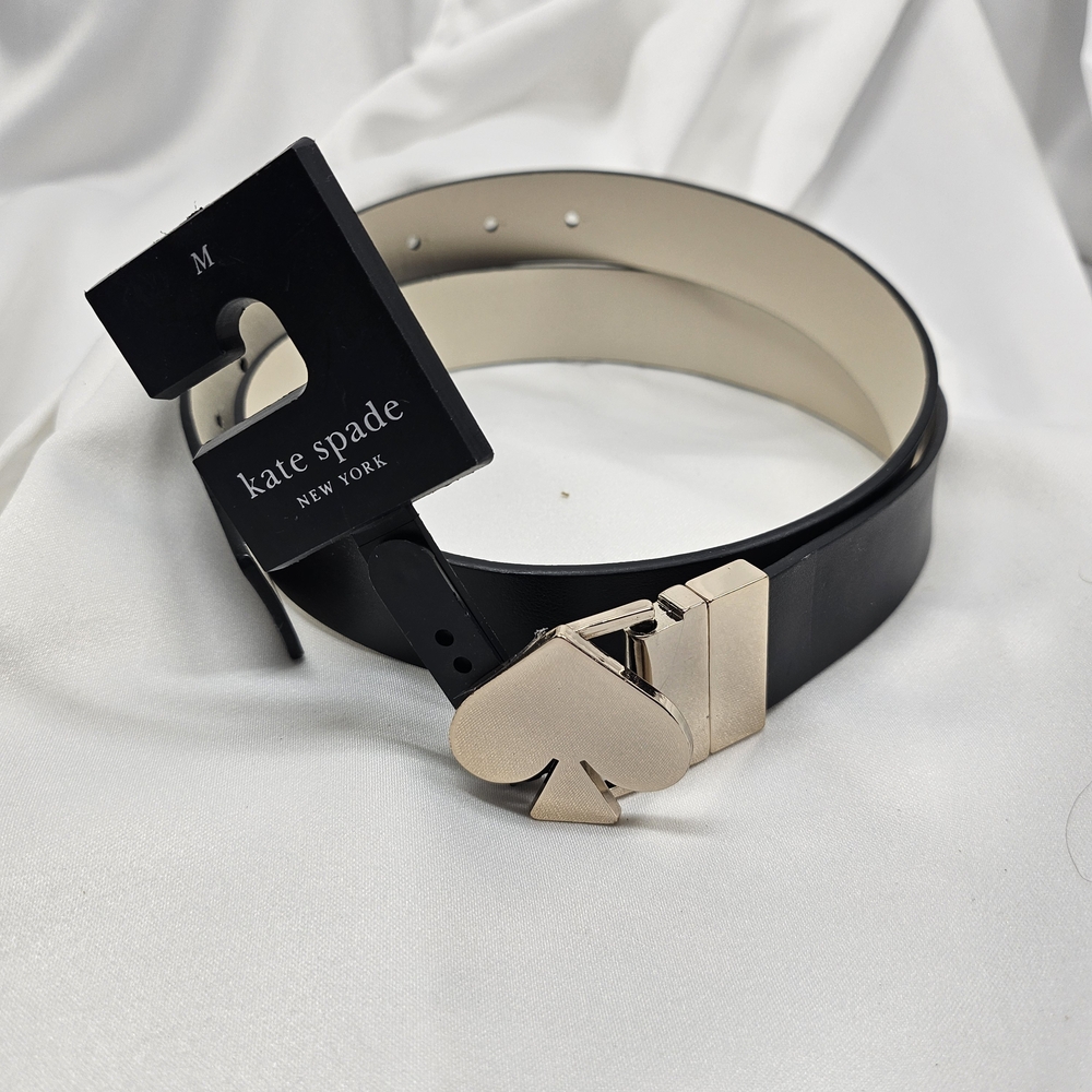 Kate Spade Black Belt with Gold BuckleKate Spade Reversible Spade Buckle Belt M